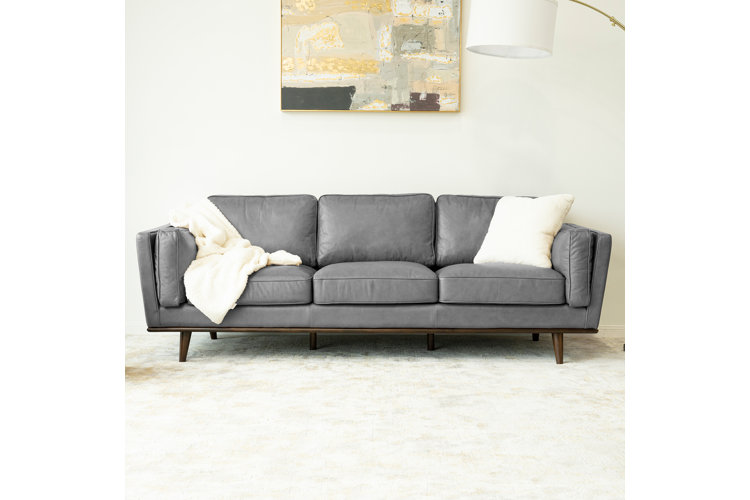 Article timber deals pebble gray sofa